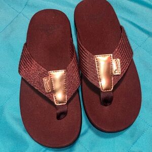 Dr Martens Sandal Sz 7 Women’s EUC Brown Metallic Brianna Flip-Flop RARE Thong